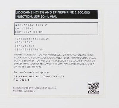 51662 1504 2 00351662150429 Lidocaine Pouch Label